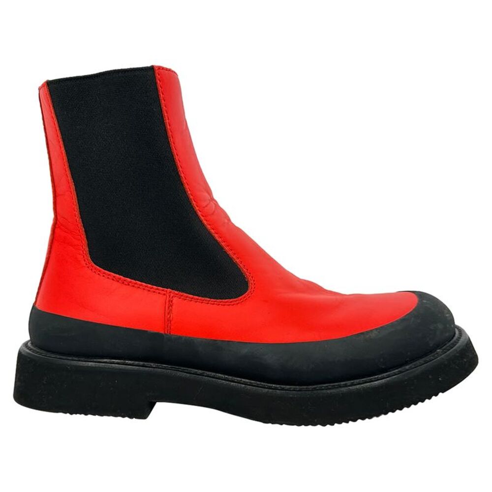 Celine Chelsea Boots in Red Leather